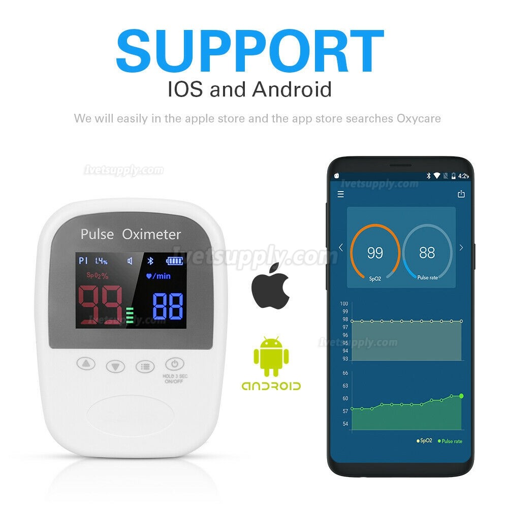 Veterinary Handheld Bluetooth Pet Animal SpO2 Pulse Oximeter Monitoring